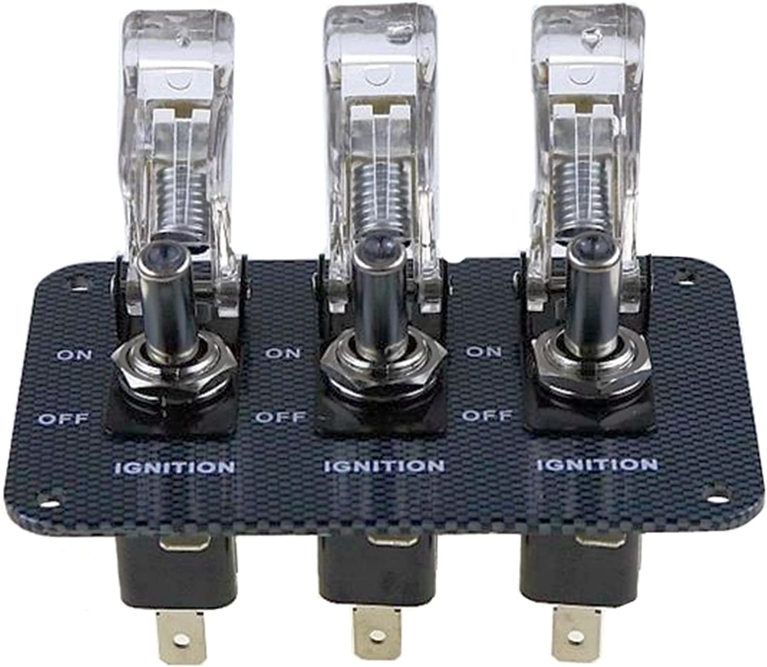 White DC12V-20A LED Indicator Switch Combination Switch Carbon Fiber Surface Pane