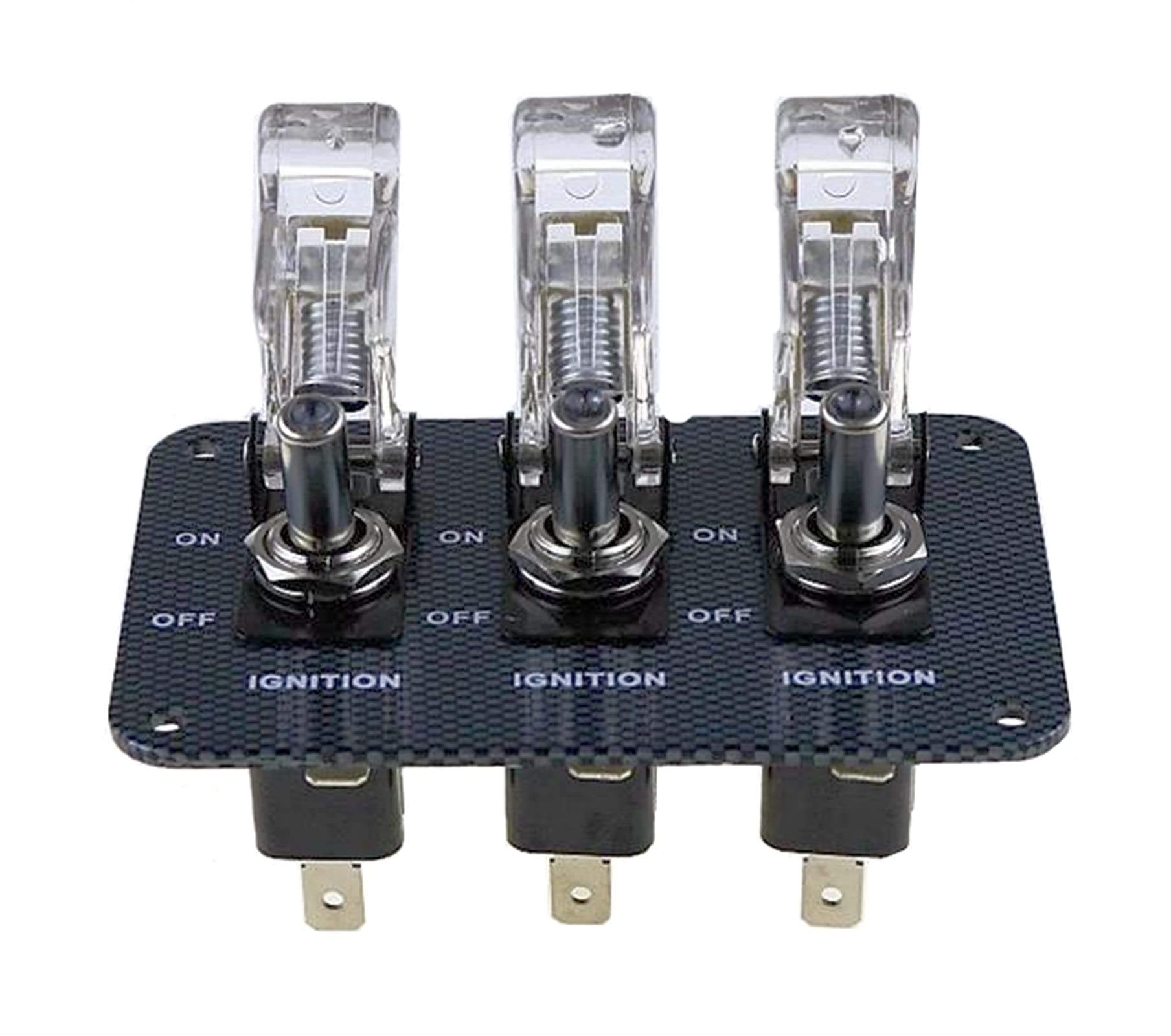 Kippschalter Weiß DC12V-20A LED-Anzeigeschalter Kombinationsschalter Carbonfaser-Oberflächenscheibe