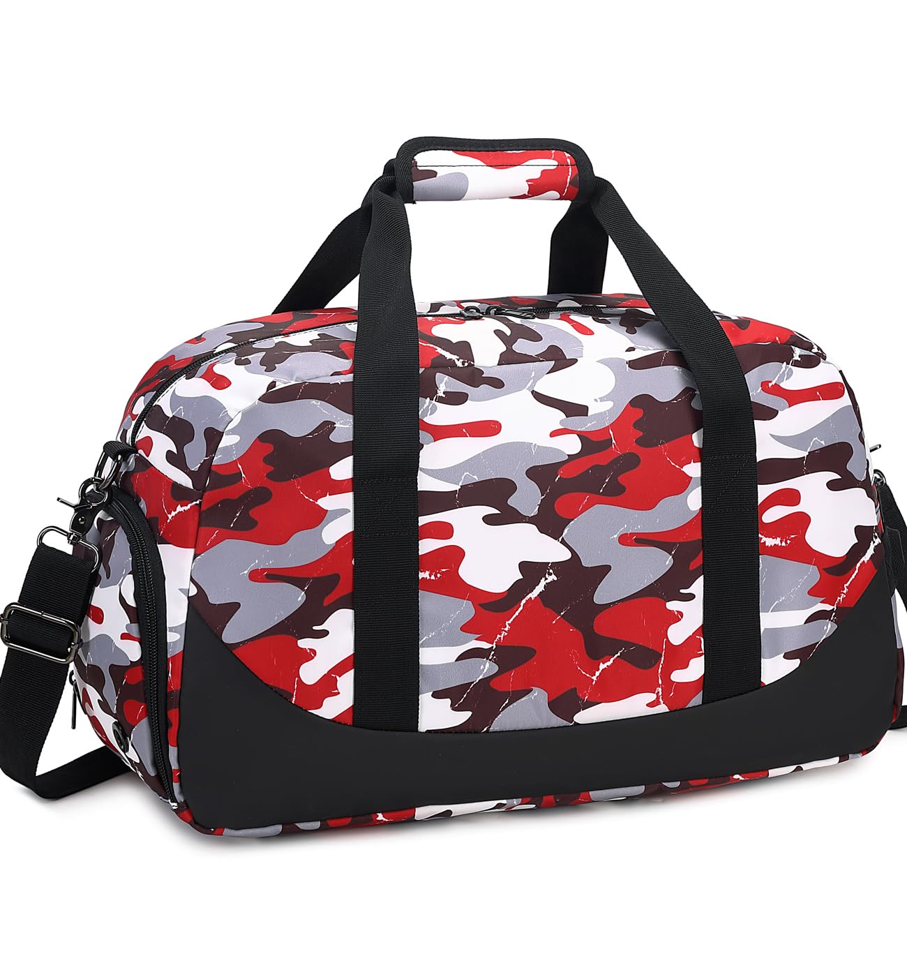 DSIUE Boys Duffle Bag Sports Gym Bag Overnight Weekender Travel Duffel Bag With Shoe Compartment (Camo Red)
