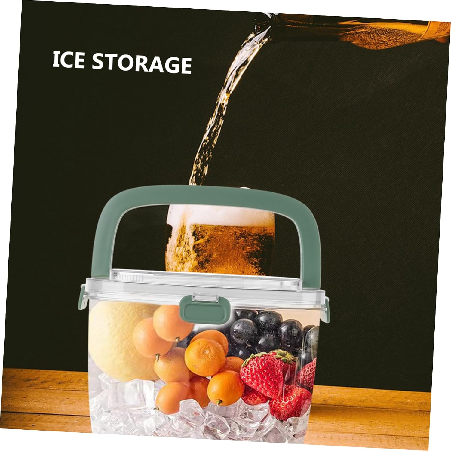 PRETYZOOM Ice Cube Storage Bucket Transparent Portable Ice Bucket for Parties Bars and Gatherings Lightweight Multipurpose Drink Holder for Wine Beer and More Stylish Design