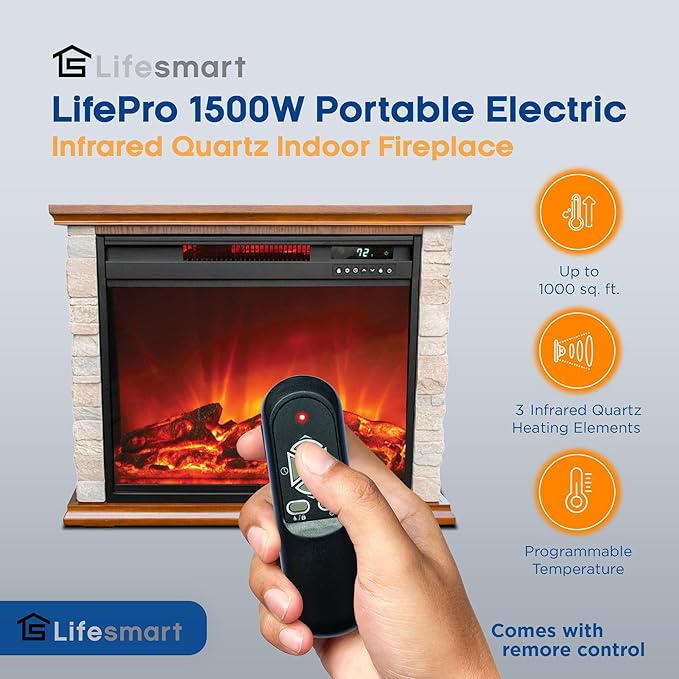 Chimenea Eléctrica LifeSmart 1500W Faux Stone miniatura 4