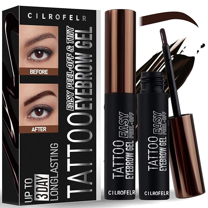 Cilrofelr Tattoo Peel Off Eyebrow Gel Tint, Semi Permanent