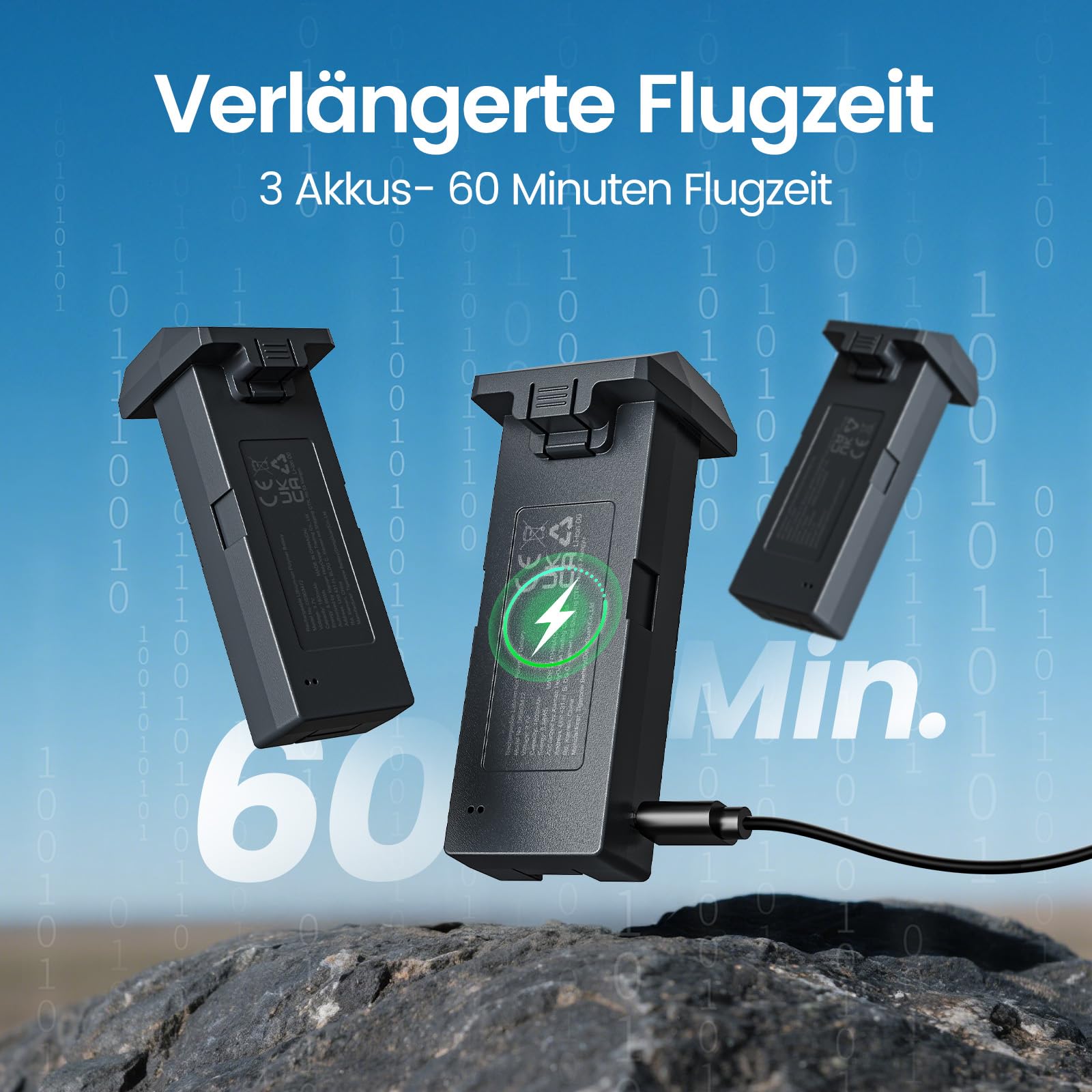 DEERC D35 GPS Drohne mit 4K Kamera für Anfänger, Faltbare RC Drohnen für Erwachsene mit Follow-Me, Auto Rückkehr, Bürstenlosem Motor, 5G-Übertragung, 60 Min. Flugzeit, 3 Akkus