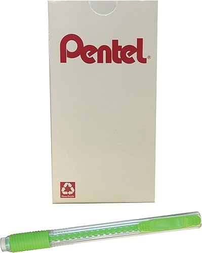 Miniatura 6 de Pentel Clic Colors - Borrador retráctil con empuñadura, barril azul cielo, caja de 12 unidades (ZE23S)