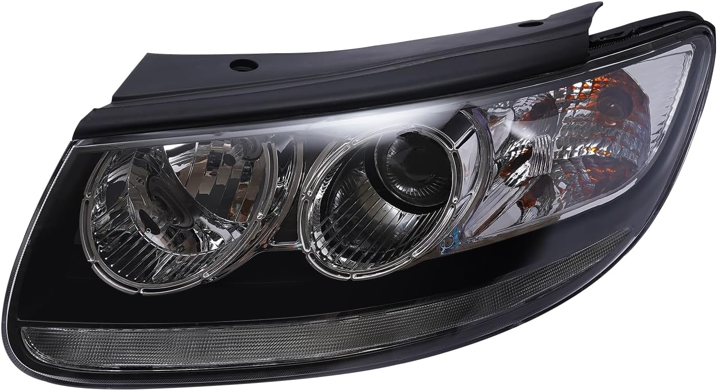 Headlights Headlamps For Hyundai Santa Fe 2007-2012, Headlamps Left Driver Sides,Durable Front Halogen Headlights Assembly Perfect Fit For Original Car (Left)