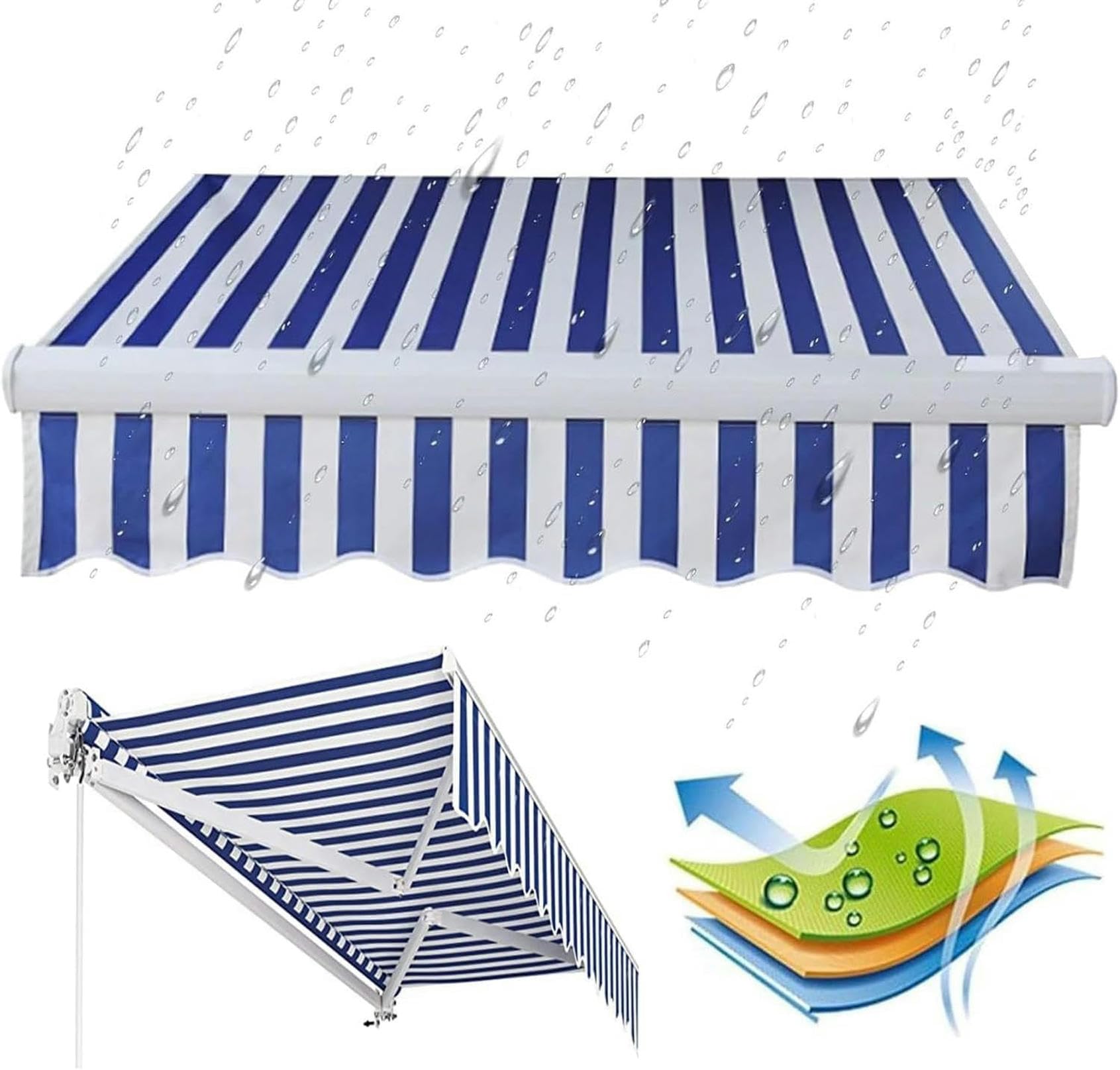 Toile pour auvent de terrasse rétractable résistante à l'eau en tissu polyester souple
