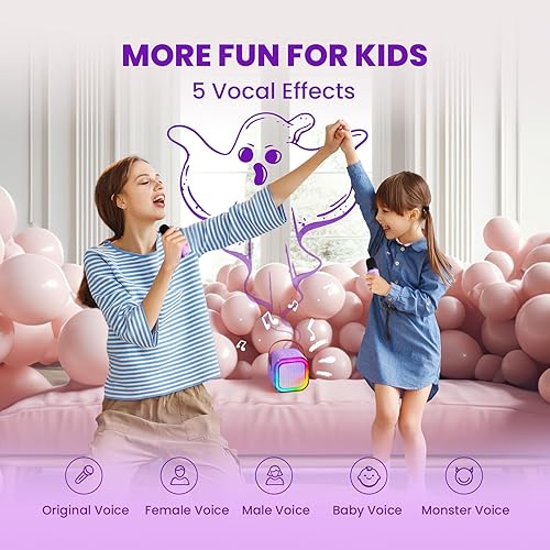Miniatura 70 de Máquina de karaoke para niños y adultos, minialtavoz Bluetooth portátil con 2 micrófonos inalámbricos y luces de fiesta, para celular, regalo