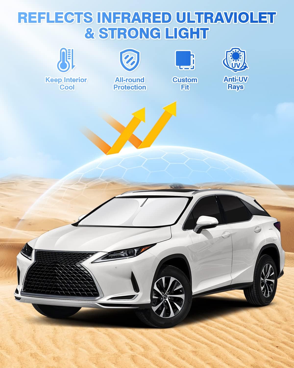 Sunshades for 2016-2022 Lexus RX Accessories Windshield Sun Shade Side Rear Window Shade Cover Sun Visor Shield Privacy Protection for Camping Keep Vehicle Cool Black 6PCS