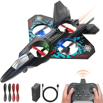 RC Aeroplane 2.4GHz Remote Controlled, RC Plane with Night Light, Quadcopter Floating Fighter Plane RC Aeroplane RTF for Beginners, APlane Toy with Coloured Lights USB Charging Children and Adults