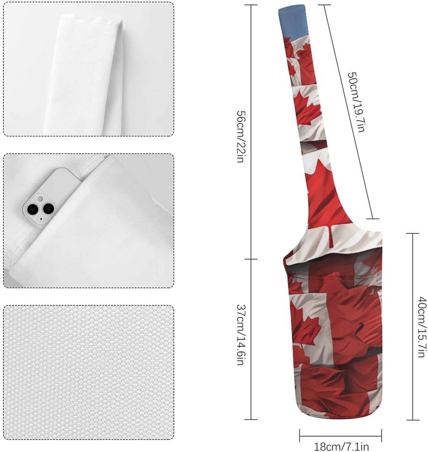 Canvas Yoga Bag,Canadian Flag Printed Yoga Mat Handbag,Portable Yoga Mat Bag Large Capacity Gym Bag for Men Women Pilates Beach Travel