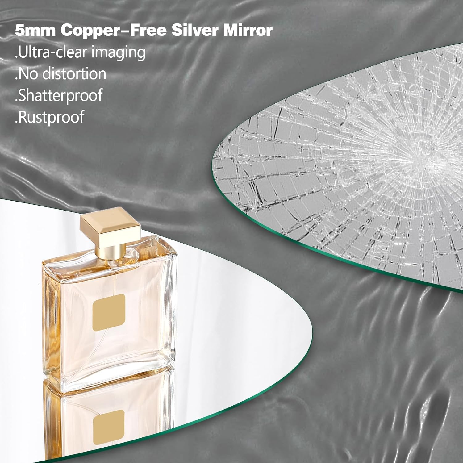 Niccy Round Led Mirror for Bathroom, 40" Circle Frameless Backlit Mirror wiht Light, Anti-Fog, 3 Colors, Waterproof, Memory Function