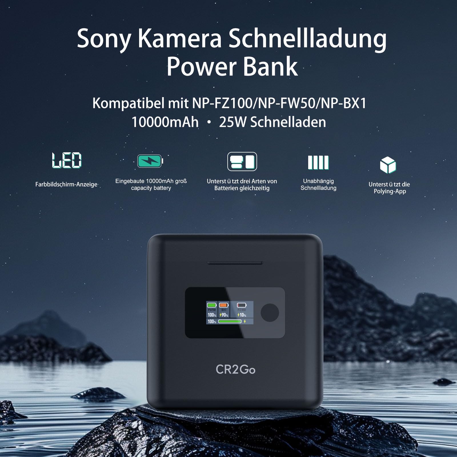 LIMETA NP-FZ100 NP-FW50 NP-BX1 Dual szybka ładowarka do akumulatorów do aparatów Sony, USB typu C, Smart LCD, szybkie ładowanie, kompatybilna z Cyber-Shot DSC-RX100, DSC-RX100 II, ze zintegrowanym