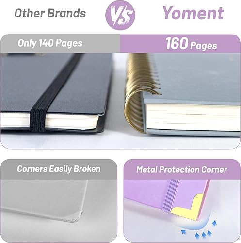 Vista 12 de Yoment Cuaderno de espiral pequeño A5 para el trabajo, 5 x 7, 160 páginas, tapa dura, cuaderno de espiral con rayas universitarias, diario