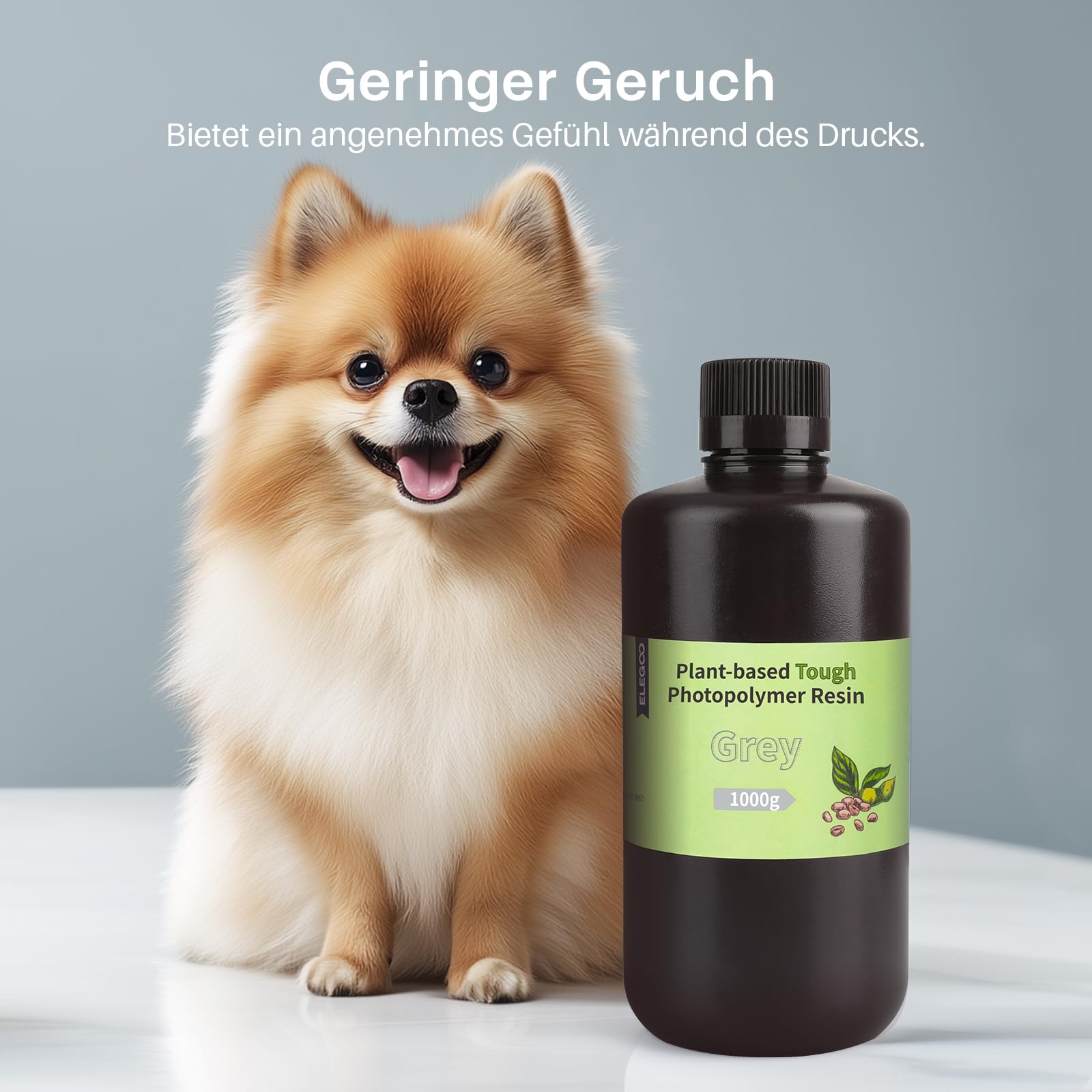 ELEGOO Standard 3D Drucker Resin auf Pflanzlicher Basis mit Extrem Geringem Geruch und Hoher Präzision, 405 nm UV Photopolymerharz, Schnelle Aushärtung Harz für Resin 3D Drucker Klargrün 1000g