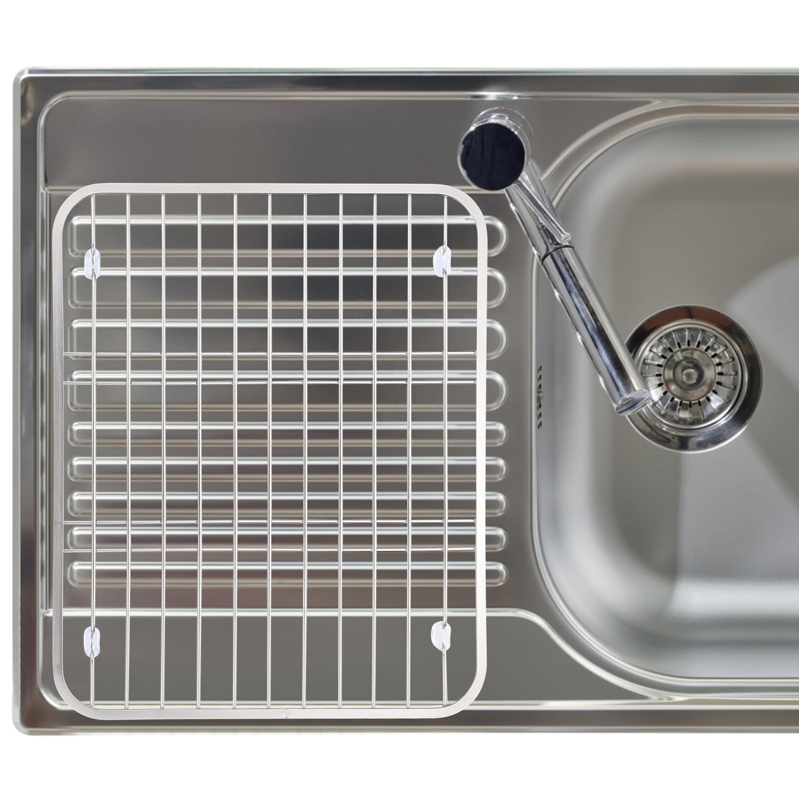 BESPORTBLE Scolapiatti in Acciaio 304 Portaoggetti per Stoviglie Griglia Ventilata Scolapiatti per Lavello Cucina 318X267X23 CM Resistente e Antigraffio per Asciugatura Stoviglie e