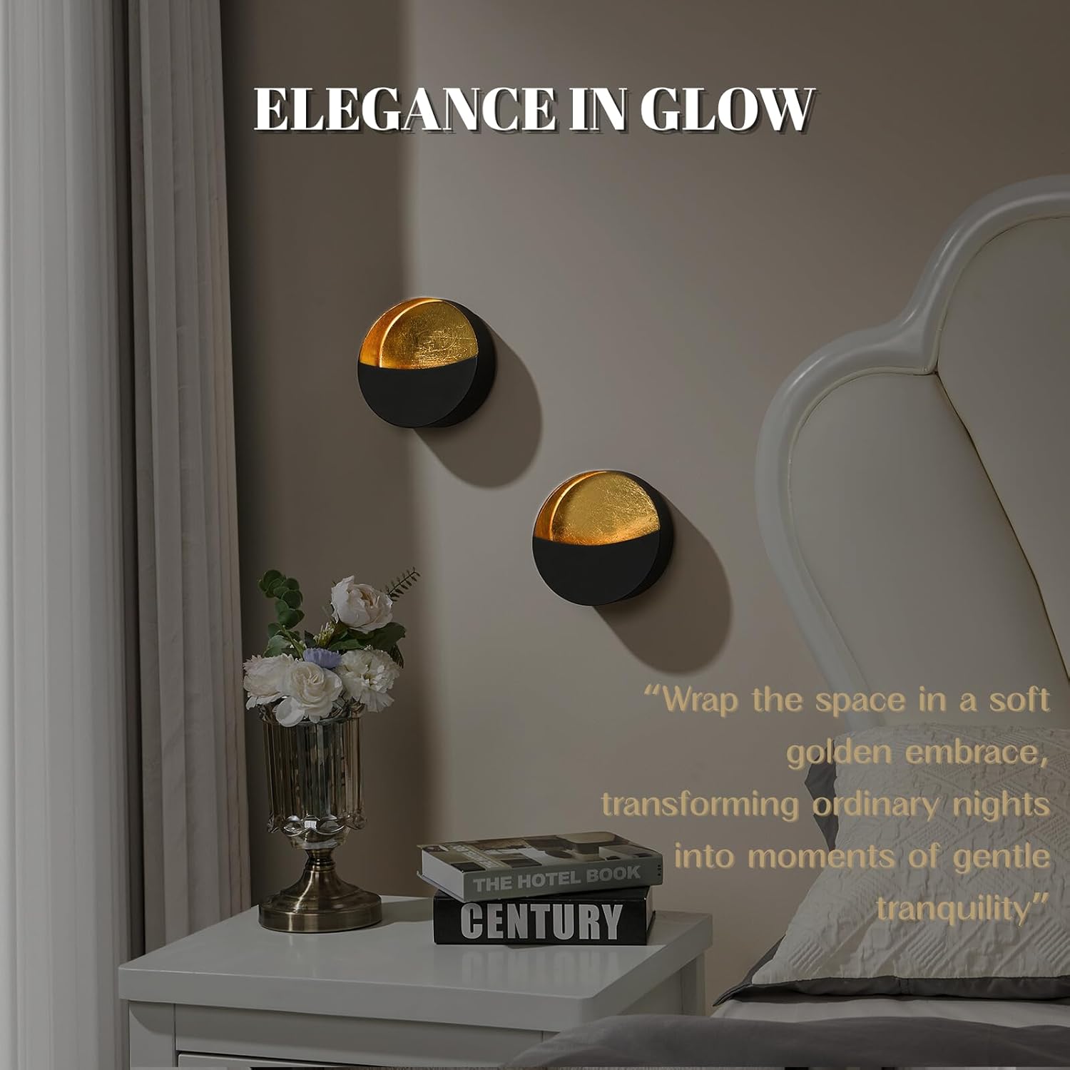 Black Wall Candle Holder Set of 2 with Gold Leaf Interior, Metal Wall Candle Sconces, Vintage Style Wall Decor for Living Room, Bedroom, and Dining Room