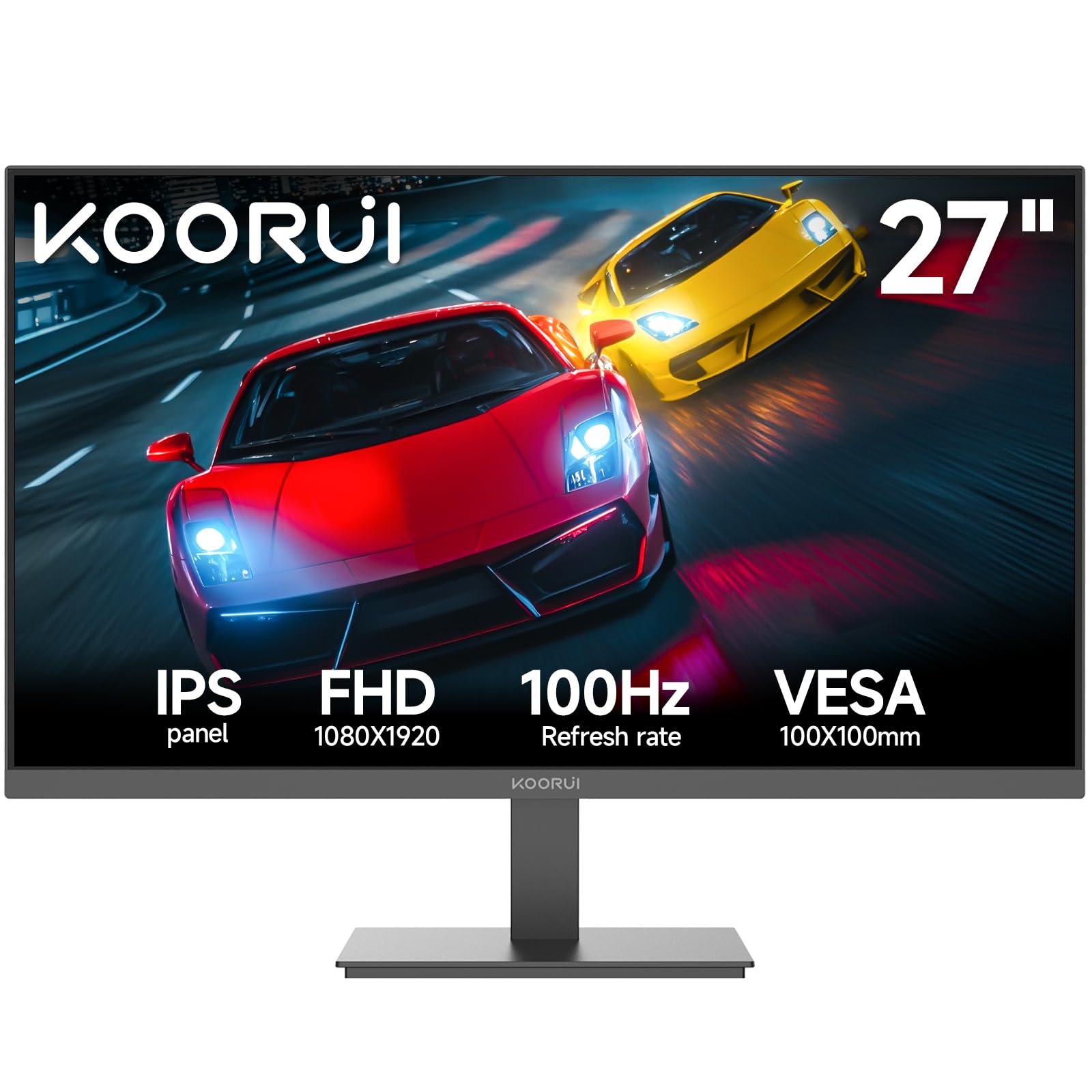 KOORUI E2711F Écran PC 27 Pouces Full HD 1920×1080 100 Hz, IPS, 99% sRGB | Adaptive Sync, Filtre de lumière Bleue, HDMI & VGA, VESA 100×100