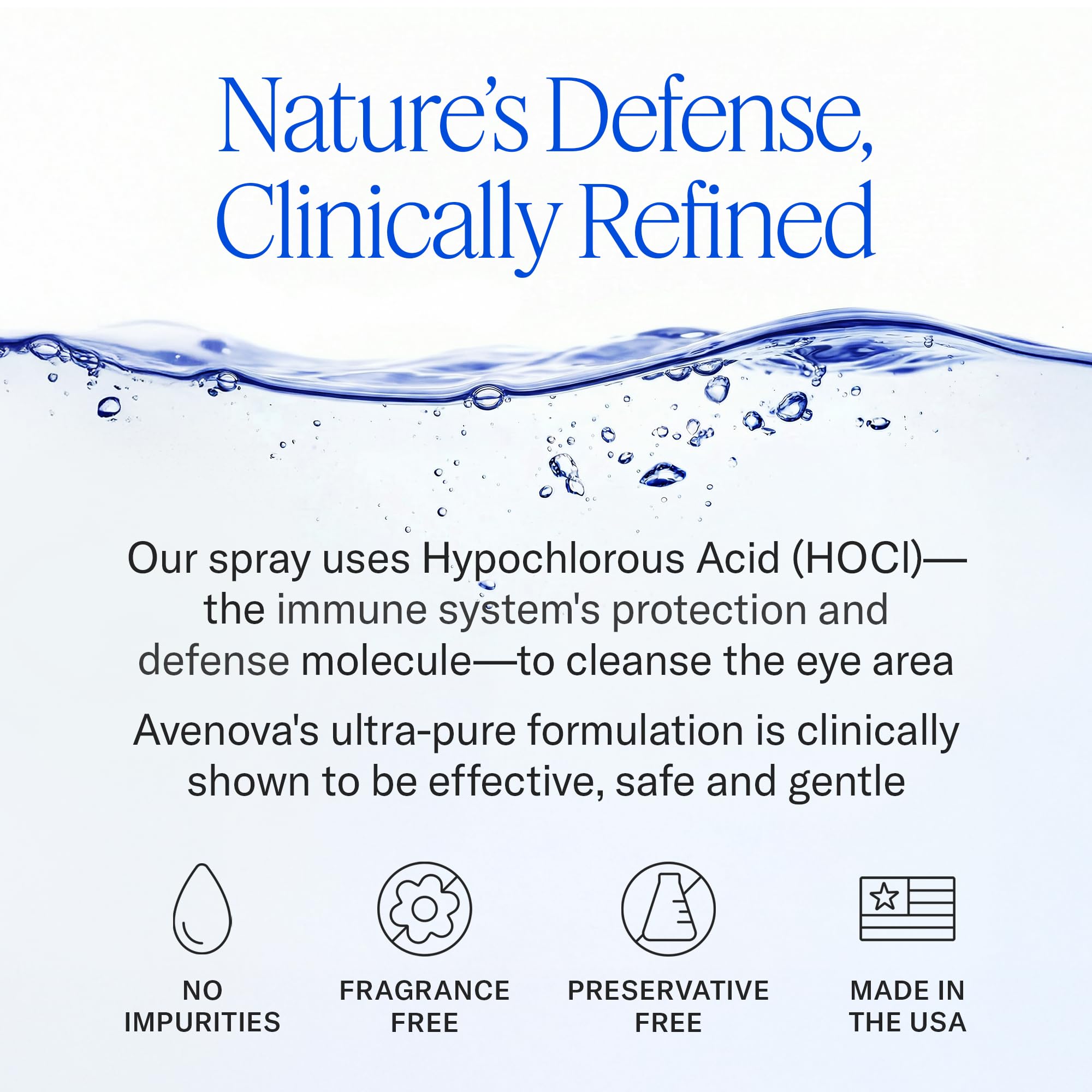 Avenova Spray limpiador de párpados y pestañas con toallitas secas, dúo de limpieza diaria con spray suave y puro ácido hipocloroso y toallitas para párpados para irritación ocular, botella de vidrio