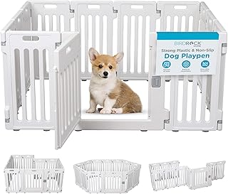 BIRDROCK HOME Pet Playpen with Door | 12 Panel | Strong Plastic | Puppy Safety Fence Pen Playpen | Non-Slip and Secure Dog...