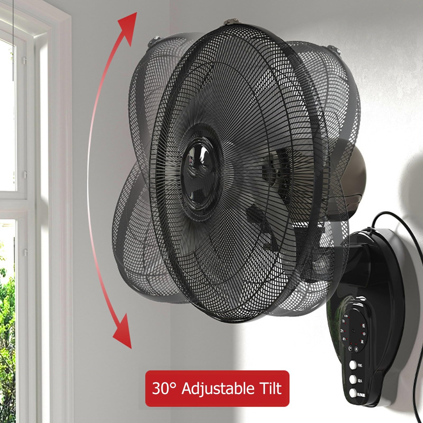 Ventilador de Pared con Temporizador y Mando a Distancia