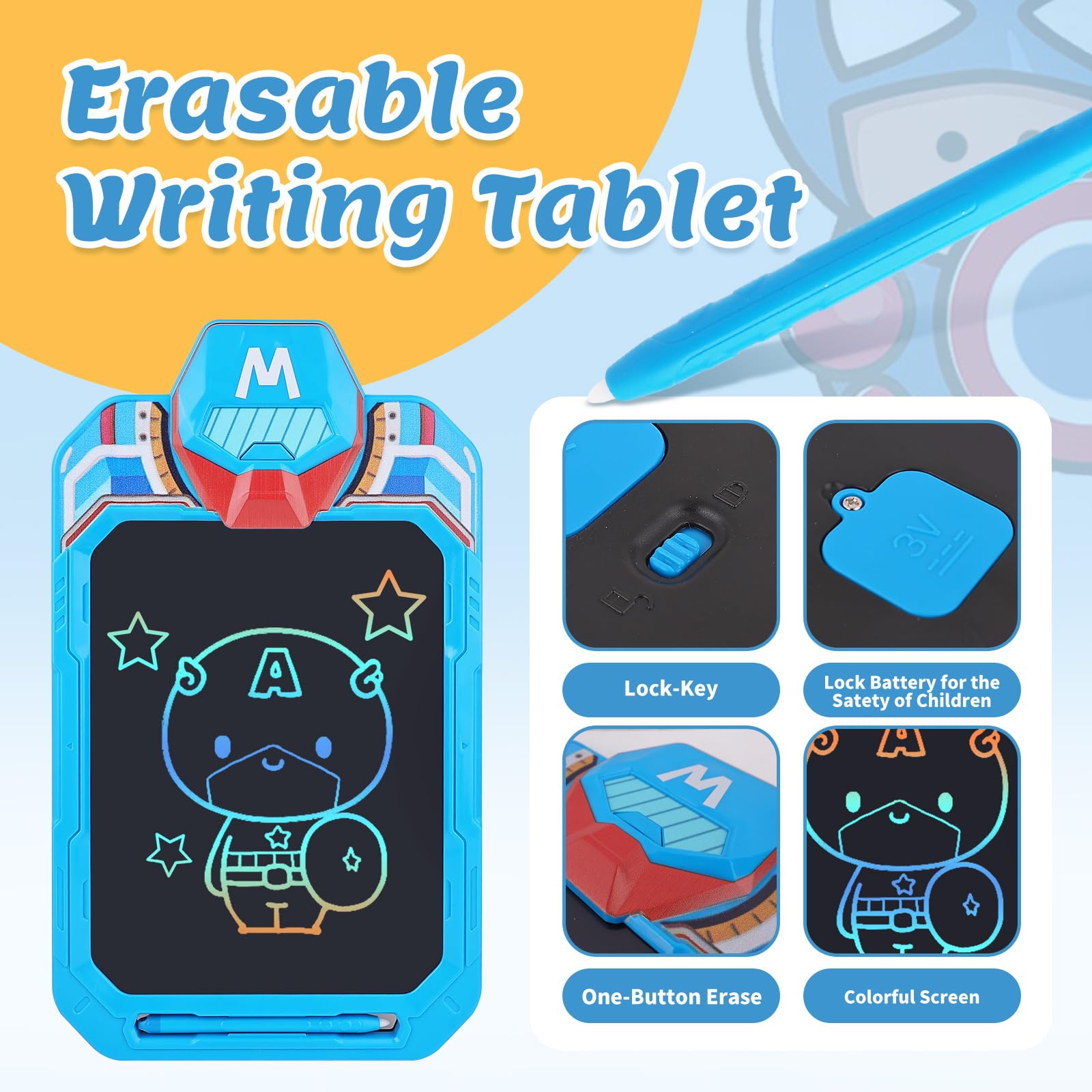 NOBES Tavoletta Grafica Giochi Bambini 2 3 4 5 6 7 Anni,10 Pollice Lavagna per Bambini, Lavagnetta Cancellabile Giocattolo per Regalo Ragazzi (Blu)