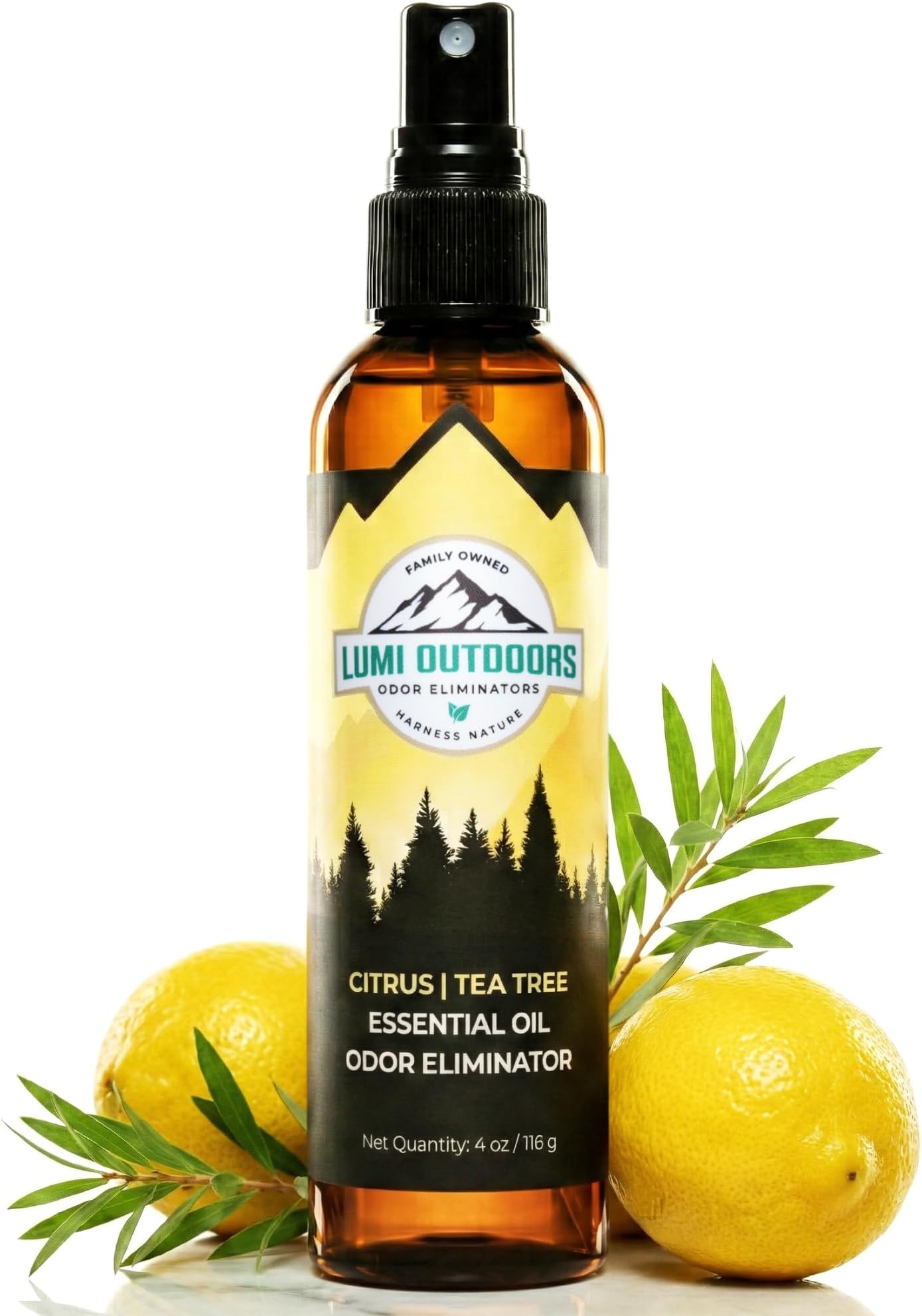 Lumi Outdoors Natural Shoe Deodorizer Spray & Odor Eliminator - Fresh Citrus Tea Tree Essential Oil Odor Eater