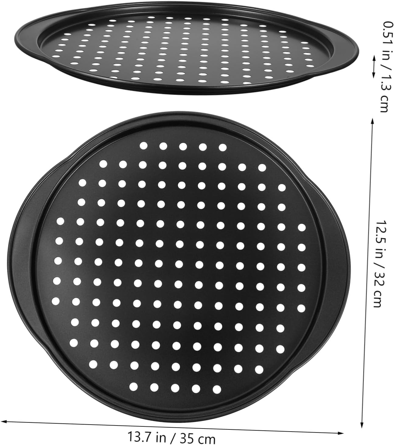 4 Pcs Carbon Steel Pizza Pans with Perforated Holes and Small Grips High Temperature Resistant Bakeware for Oven Baking Even Heating Pizza Trays for Home Kitchen and Restaurant Use