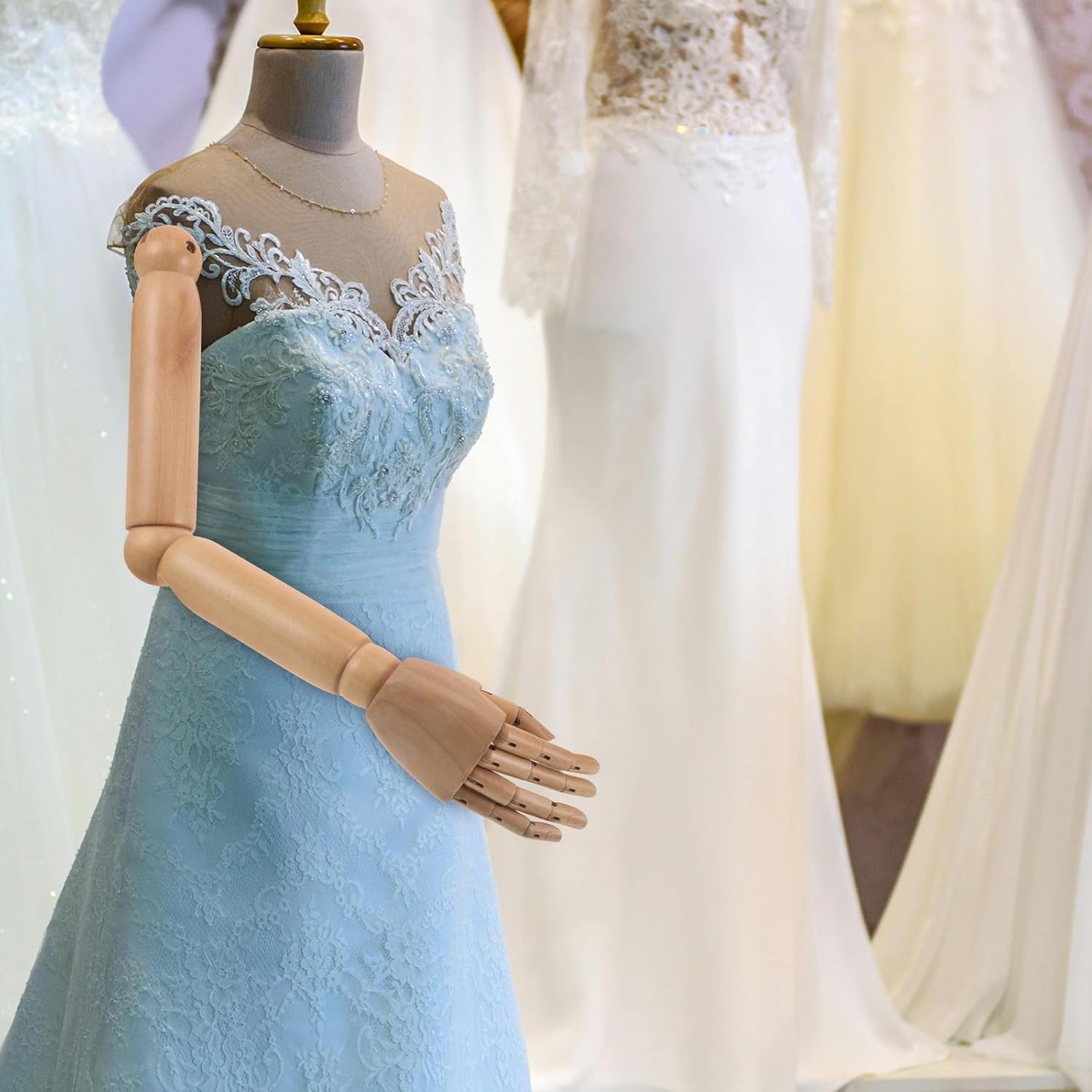 PRETYZOOM 1 Pair Articulated Wooden Mannequin Arm and Hand for Flexible Joints Replacement Positioning for Clothing Displays and Creative Showcases Light Brown