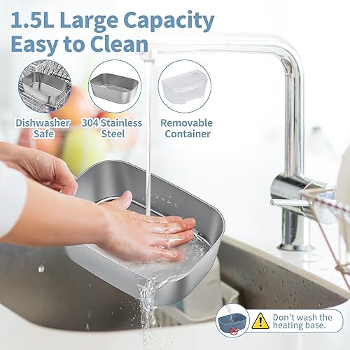 Miniatura 5 de Vingud Lonchera Eléctrica, Calentador de Alimentos, 3 en 1 Lonchera Calentada para Trabajo/Coche/Camión, Loncheras Calentadas para Adultos con