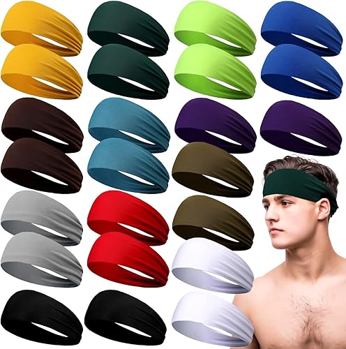Zhanmai 24 diademas para hombres, para entrenamiento, para hombres, diadema que absorbe la cabeza, banda ancha elástica para hombres, diadema de
