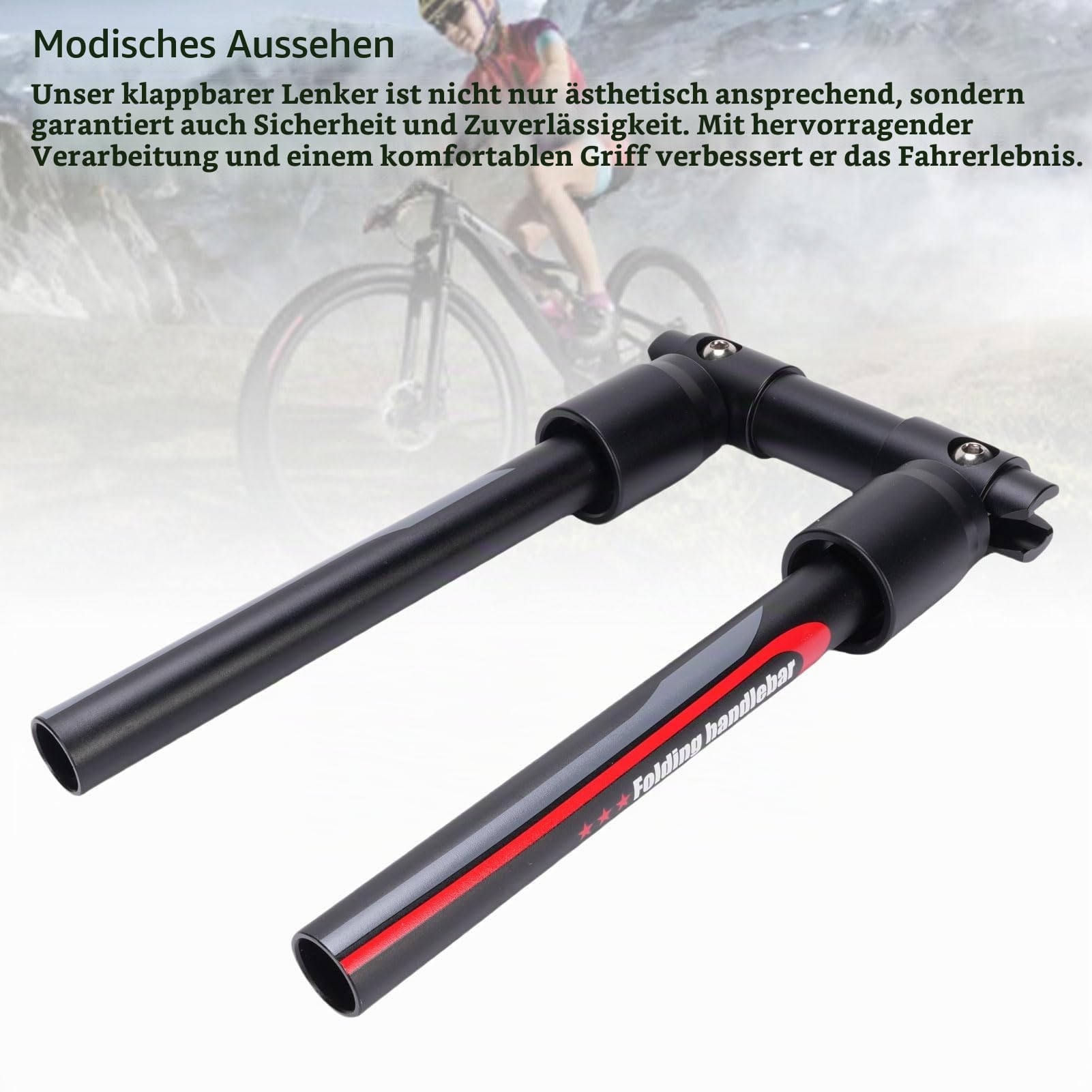 Fahrradlenker Faltbar, 90 Grad Faltbare Fahrrad Lenker 25,4 mm/31,8 mm Aluminiumlegierung Schnellspanner Mountainbike Roller Lenker (660 mm/26 Zoll Lange)