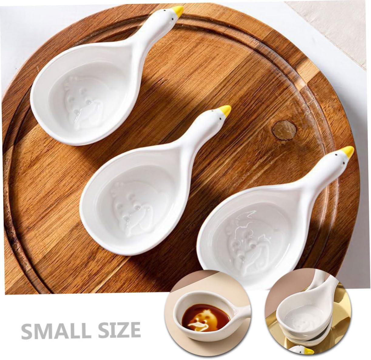 ULTECHNOVO 2pcs Ceramic Serving Dishes Appetizers Plates for Sauce and Seasoning Mini Porcelain Dip Bowls with Stable Base for Home and Restaurant Use