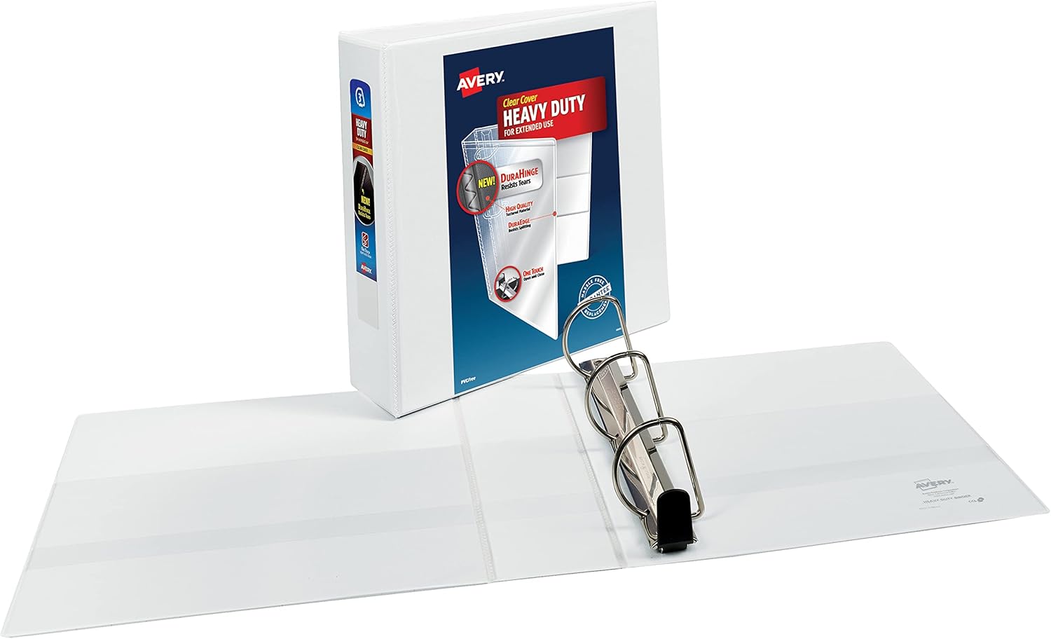 Avery Heavy-Duty View 3 Ring Binder, 3" One Touch Slant Rings, Holds 8.5" x 11" Paper, 1 White Binder (05604)