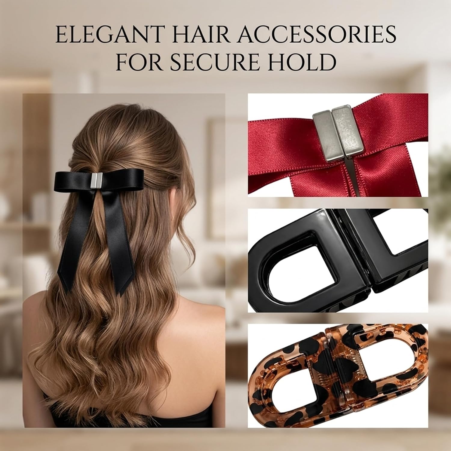 4 PCS Magnetic Bow Clip, Magnetic Hair Bow and Hair Clips, Versatile Hair Accessories for Daily Styling, Secure Hold Without Damage, Ideal for Various Hair Types and Occasions image 3