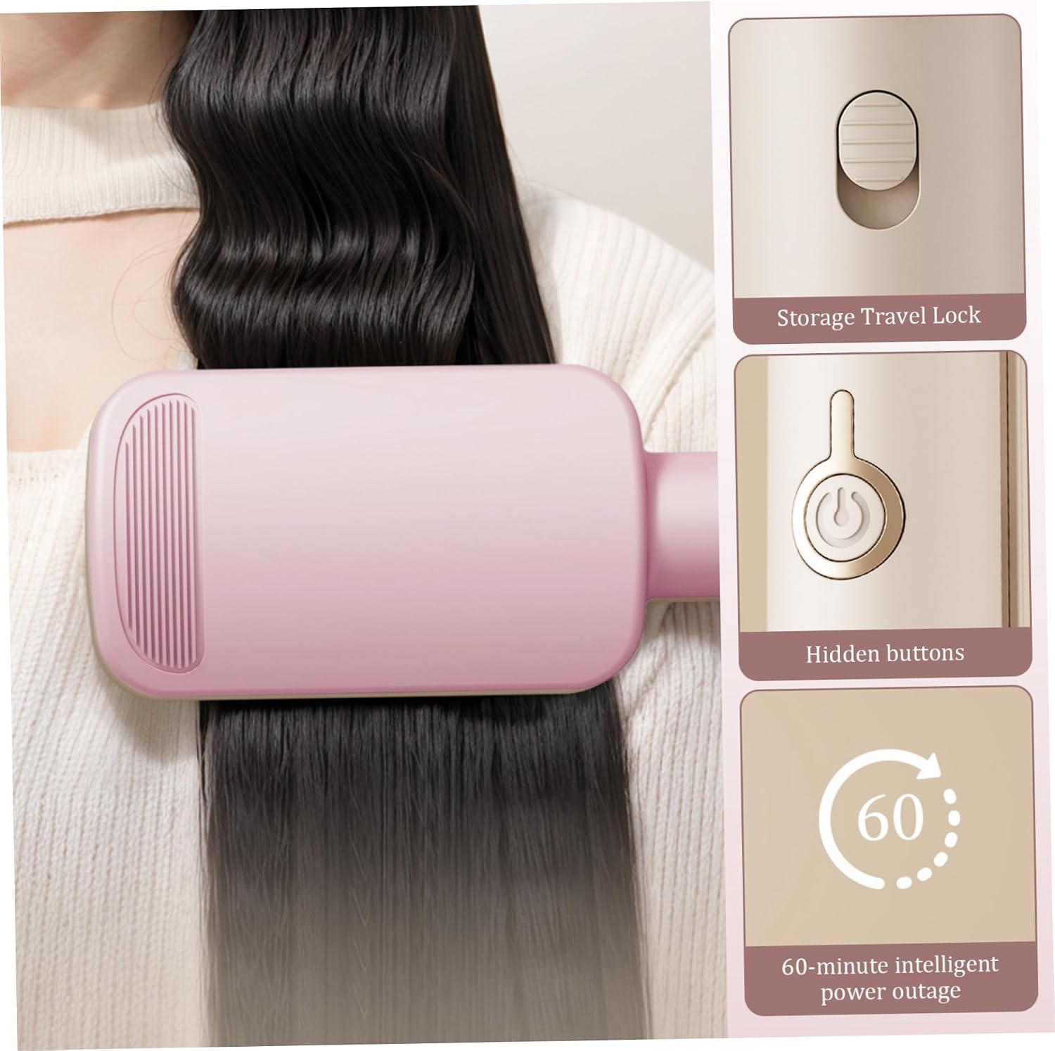 3 Barrel Curling Iron 4 Adjustable Temperature Hair Crimper Dual Voltage Anti-Scald Easy to Use 32mm U-Shaped Beach Waves Curling Wand for Women, US Plug