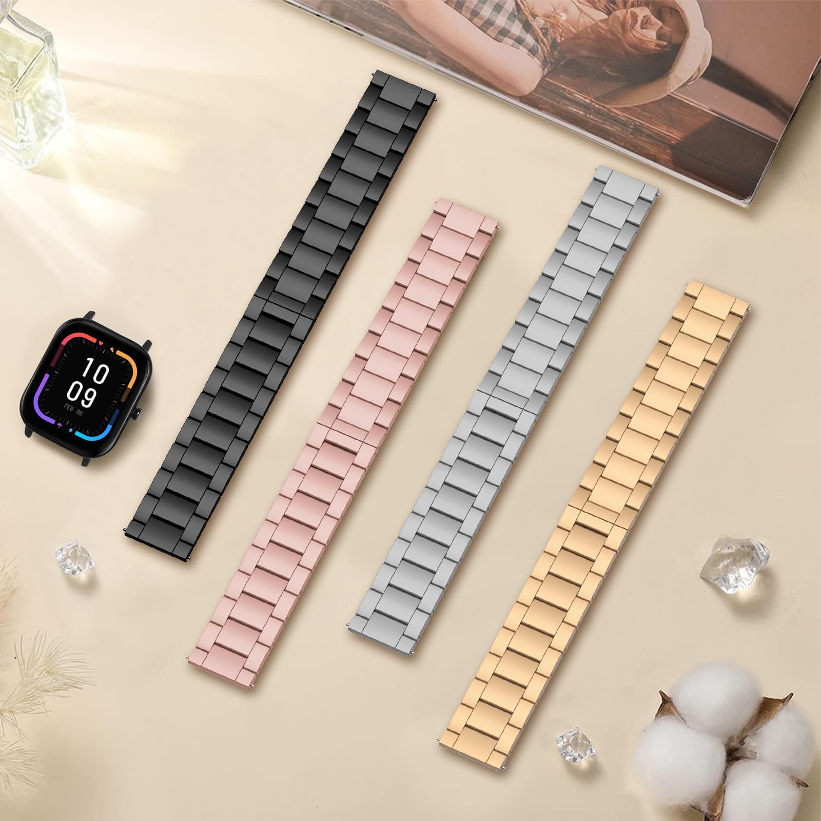 Titan Armband für Amazfit GTS 4 Mini, Amazfit GTS, GTS 2, GTS 2 Mini, GTS 2e, GTS 3, GTS 4, Amazfit GTR 42mm, Amazfit Bip, Bip 3, Bip 3 Pro, Bip U, Bip U Pro, 20mm Prämie Titanium Ersatzarmbänder