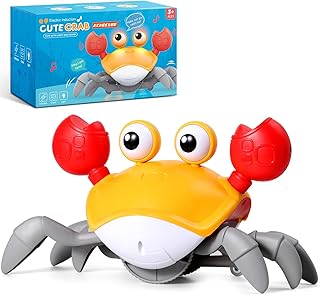 ECHOCUBE Sensory Crab, Interactive Music Crab that Automatically Dodges Obstacles, Electronic Music Crab for Children Boys and Girls from 3 Years - Yellow