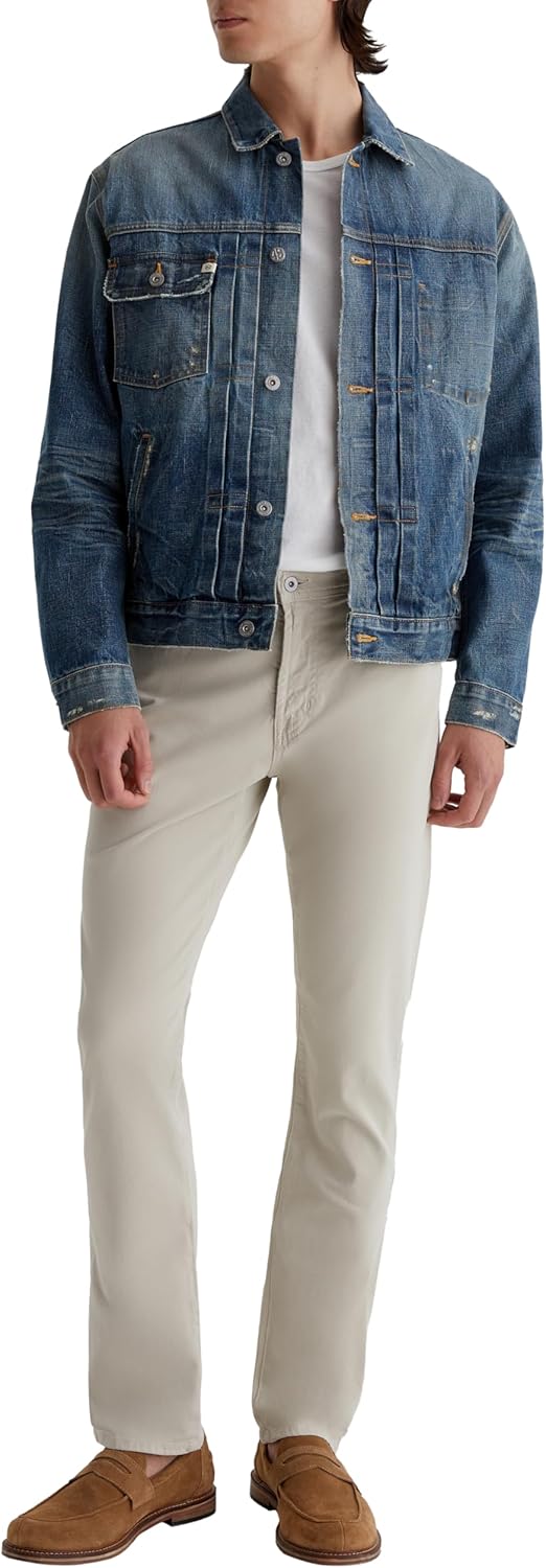 AG Adriano Goldschmied Men's Everett Slim Straight Sueded Sateen Pant