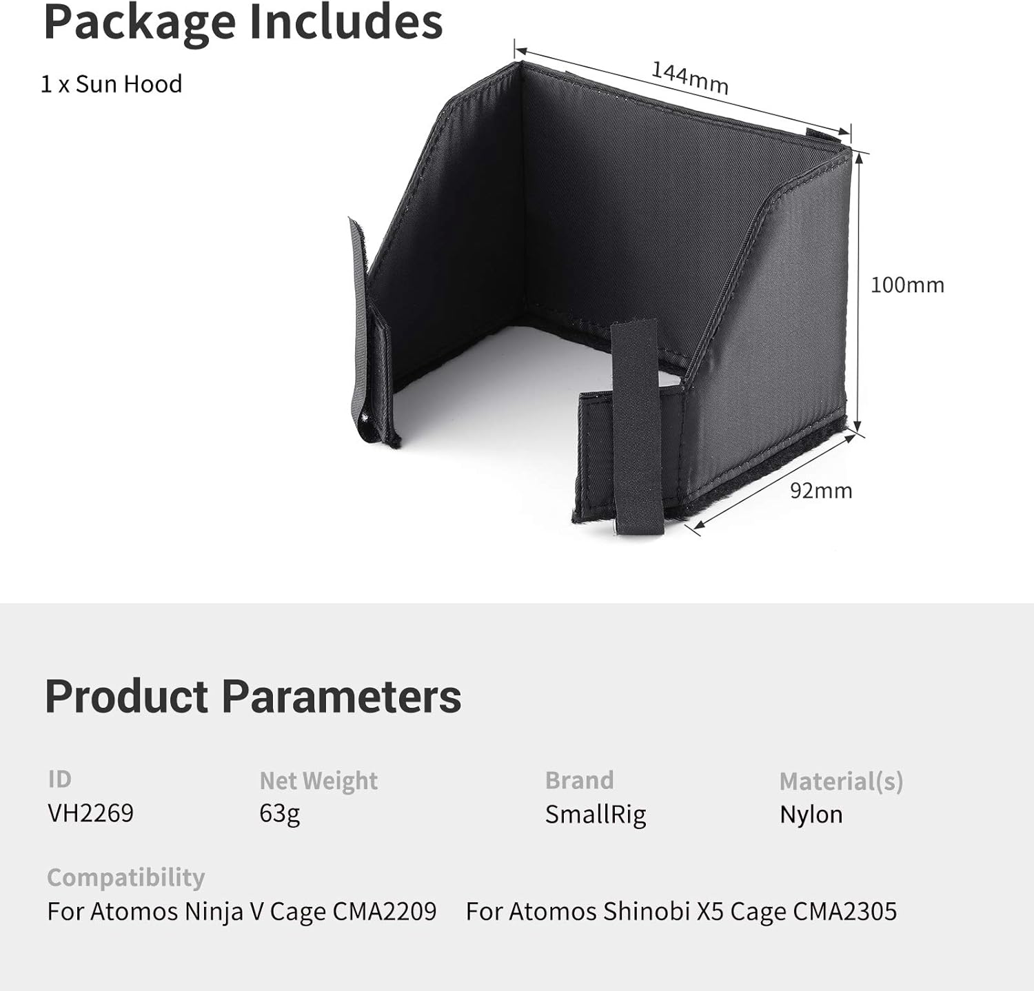 SmallRig Sun Hood for Atomos Shinobi 5" / Ninja Series Cage VH2269 - Image 7