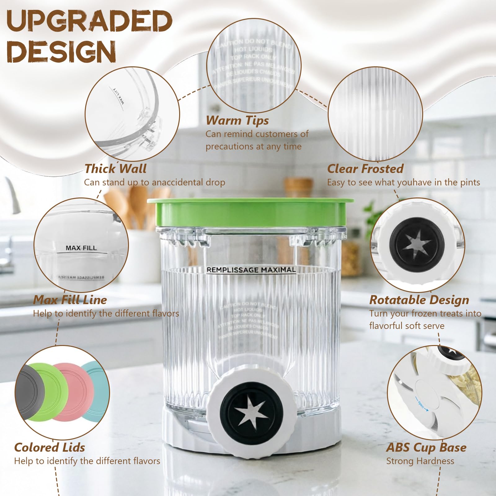 Creami Behälter, 4 Stück Behälter für Ninja Creami Swirl, Kompatibel mit Ninja Creami NC701EU NC700 Serie Softeismaschine, BPA-frei, Lebensmittelqualität, Spülmaschinenfest
