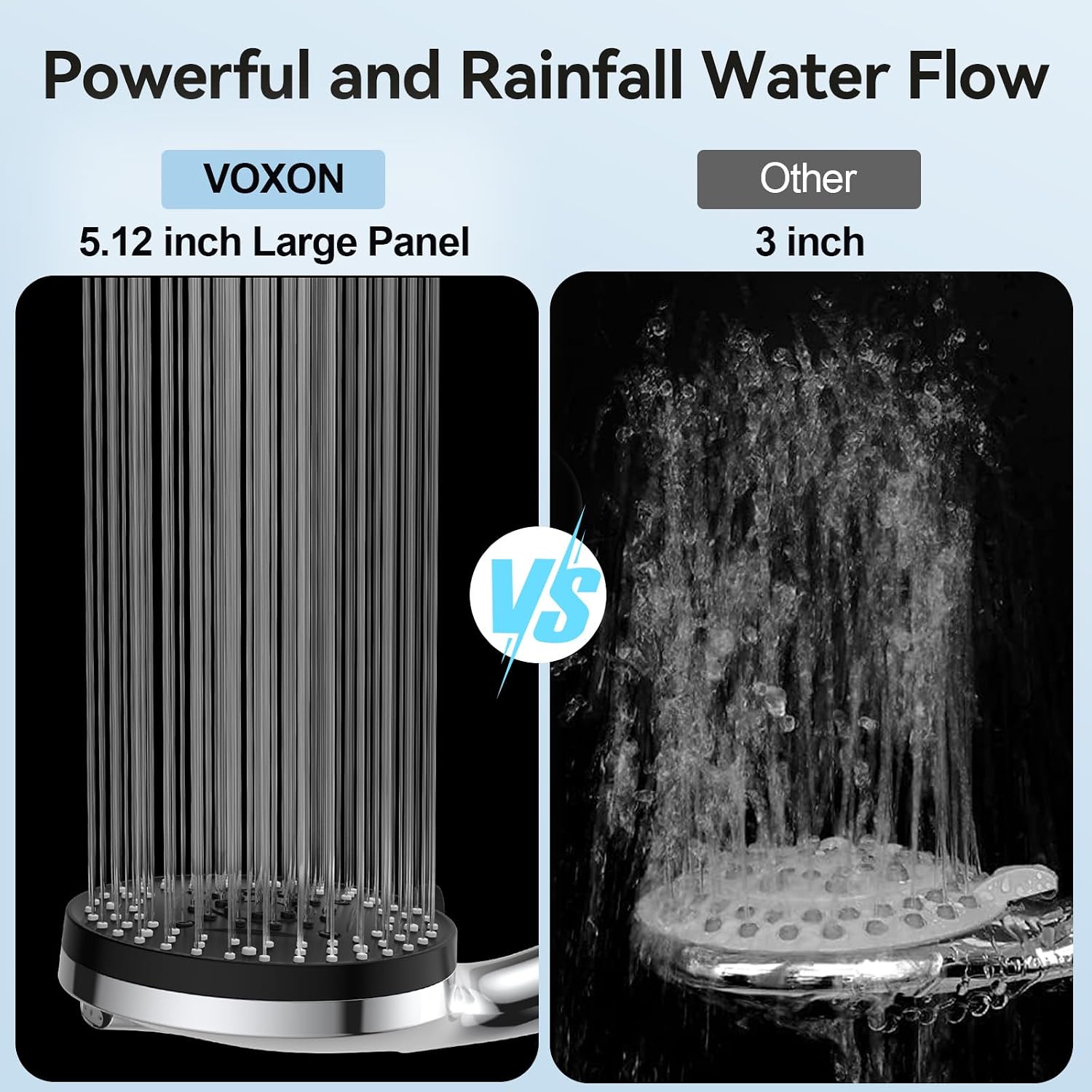 VOXON High Pressure Shower Head with 10 Modes, Large Powerful Flow Handheld Showerhead, Built-in Power Wash to Clean Tub, Tile & Pets, for Low Water Pressure