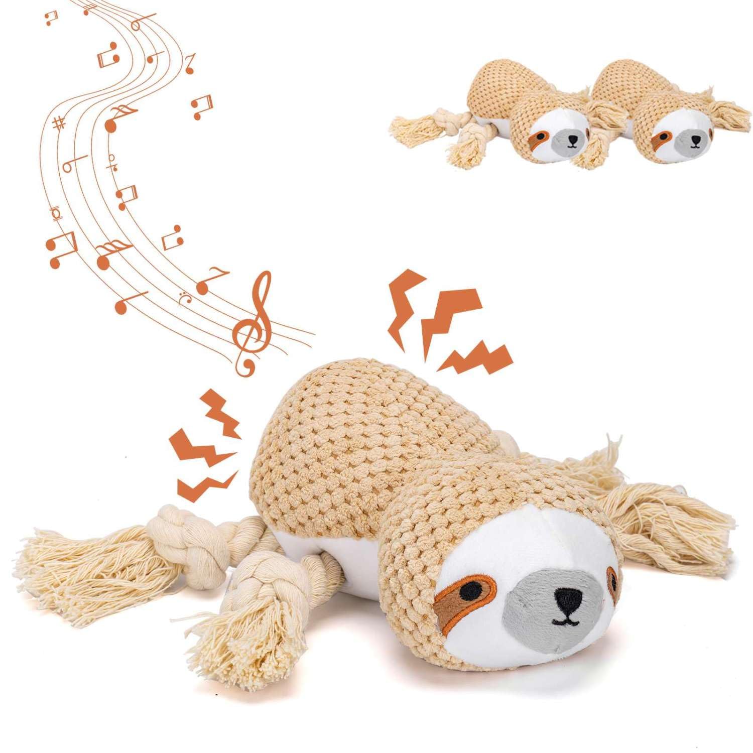 Nobleza 2 x Juguetes para Perros, Juguetes de Peluche para Perros con Sonido, Resistentes Interactivos Juguete Perro Pequeños Mediano y Grandes, (Perezoso)
