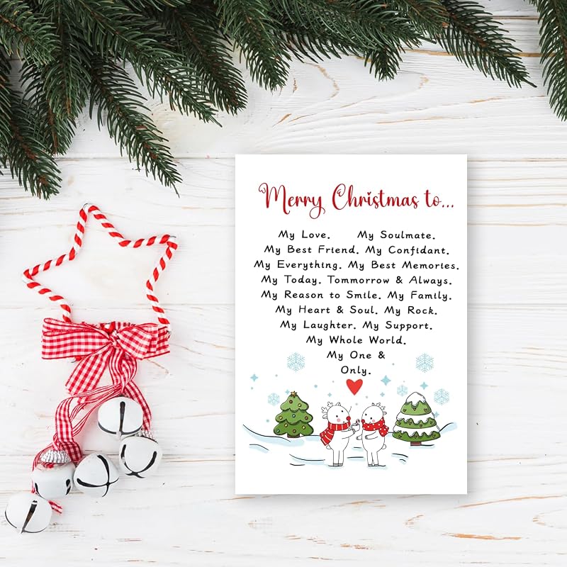 UUEFKTN Romantic Merry Christmas Card Gift – Romantic Christmas card for partners
