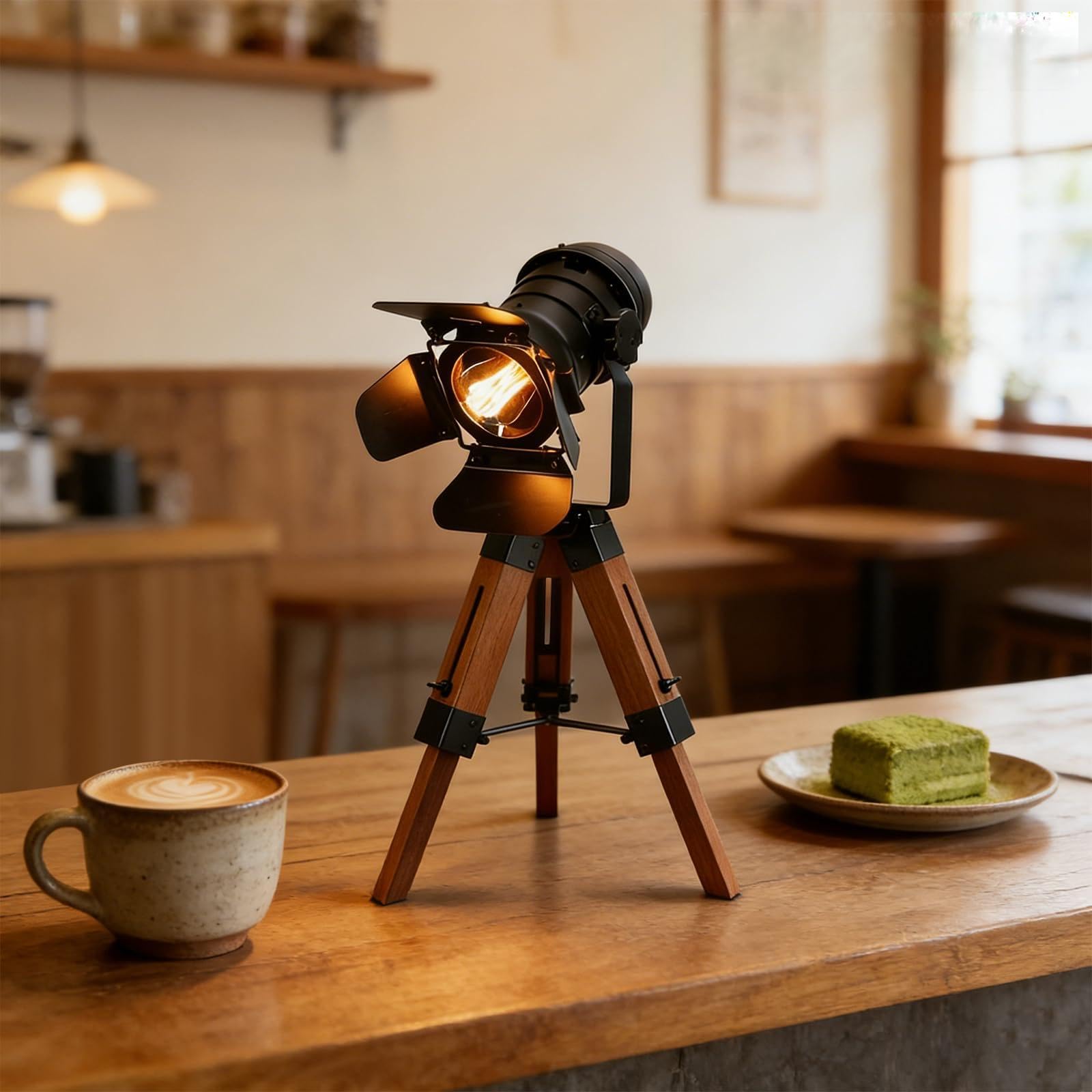 220V Vintage-Stativ-Stehlampe Retro-Scheinwerfer, Industriedekor, Holzleuchten Wohnzimmer Ecke Stehlampe für Schlafzimmer, Wohnzimmer, Esszimmer usw