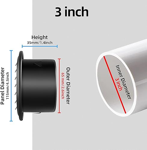 Miniatura 3 de 3inch 304 Stainless Steel Air Vents Cover, piiyoosnn Louvered Grille Cover Vent Flat Ducting Air Vent Wall Inlet with Built-in a Fly Screen Mesh for