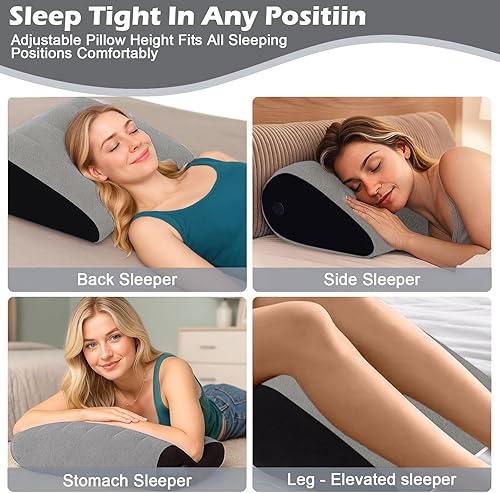 Miniatura 4 de TheClover Cojín inflable portátil de cuña  Paquete de 2 posicionadores corporales, almohada plegable de cuña para dormir, viajes, espalda, cama,