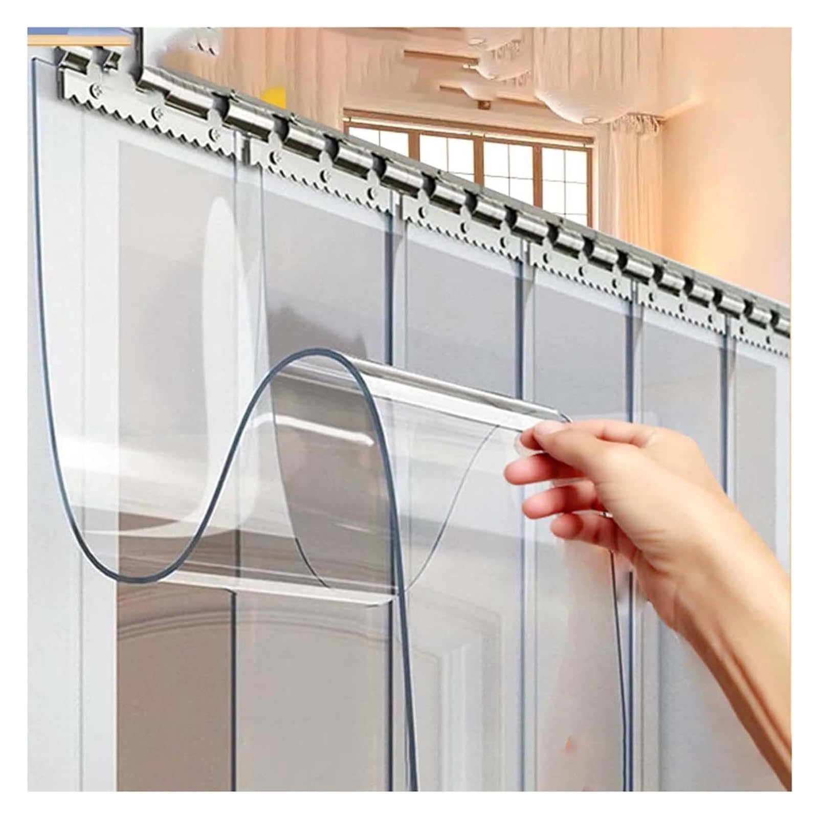 Rideau À Lanières en Plastique PVC Rideaux en Bâche Transparente, 1,3mm/0,05" Rideau de Séparation de Cuisine Bains, Rideau de Porte Isolé d'intérieur(1.3MM:0.9x2m)