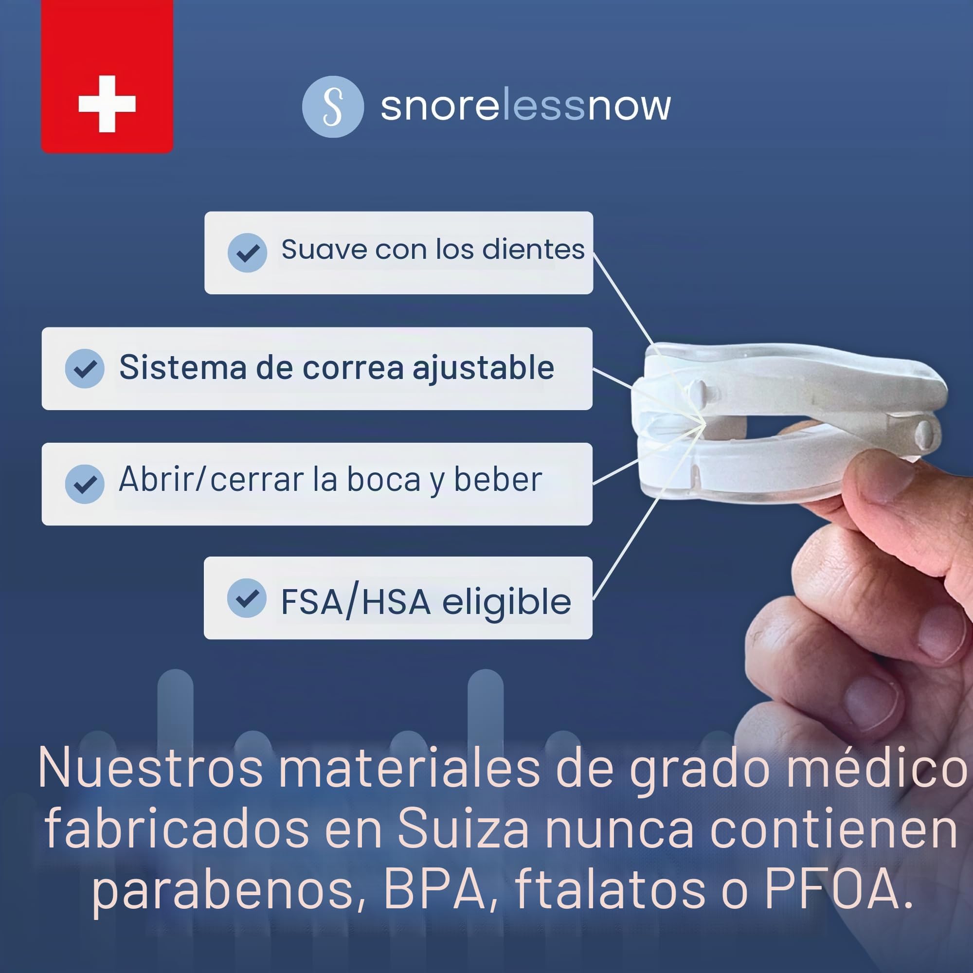 Somnofit-S - Protector bucal antirronquidos de lujo, boquilla antironquidos, 510 (k) aprobado por la FDA, fabricado en Suiza, dispositivo personalizable para detener los ronquidos, reduce los