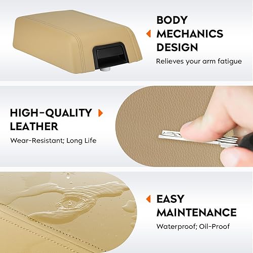 Miniatura 3 de Youxmoto Tapa de consola central para reposabrazos para Ford F150 2004 2005 2006 2007 2008 beige se adapta a 5L3Z1506024AAD, con piel sintética y