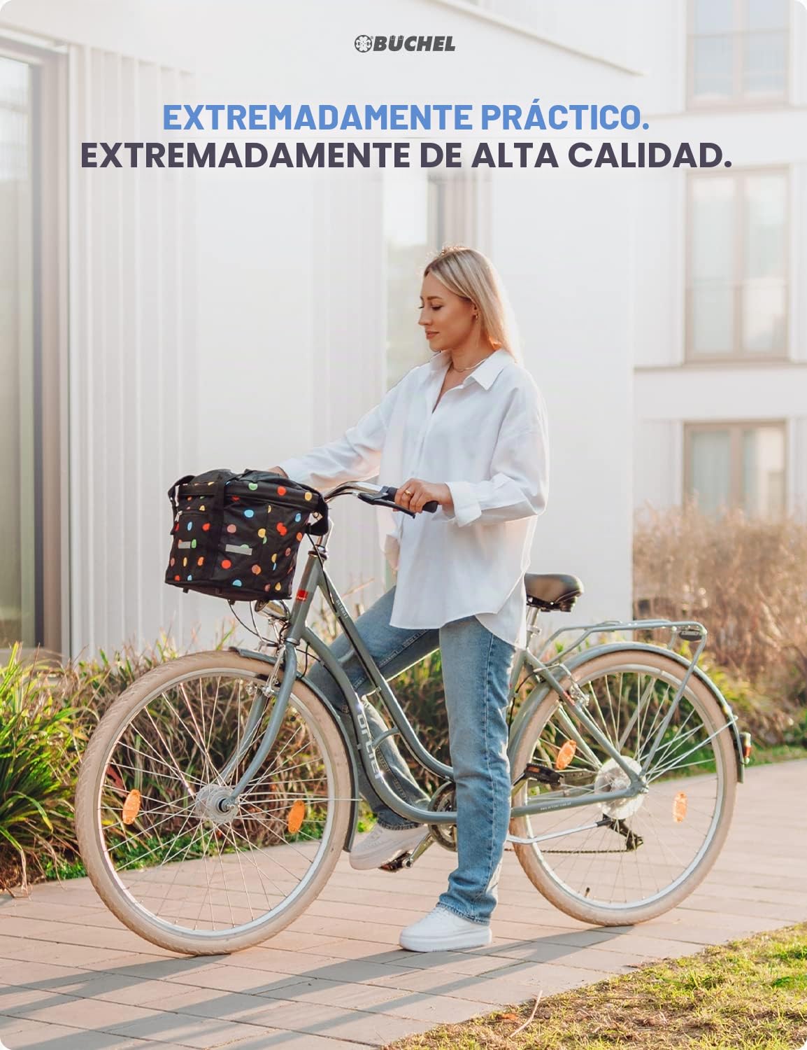 BÜCHEL Cesta Delantera para Bicicleta Plegable con Fijación Rápida